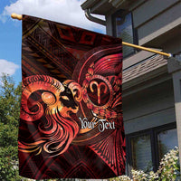Personalised Polynesia Zodiac Aries Garden Flag Galaxy Polynesian Pattern Chest Tattoo Style LT14 - Polynesian Pride