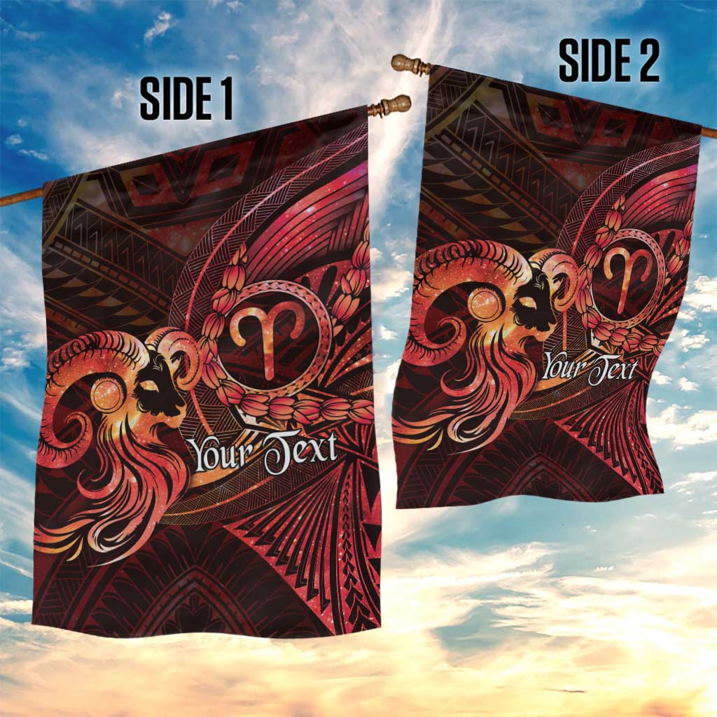 Personalised Polynesia Zodiac Aries Garden Flag Galaxy Polynesian Pattern Chest Tattoo Style LT14 - Polynesian Pride