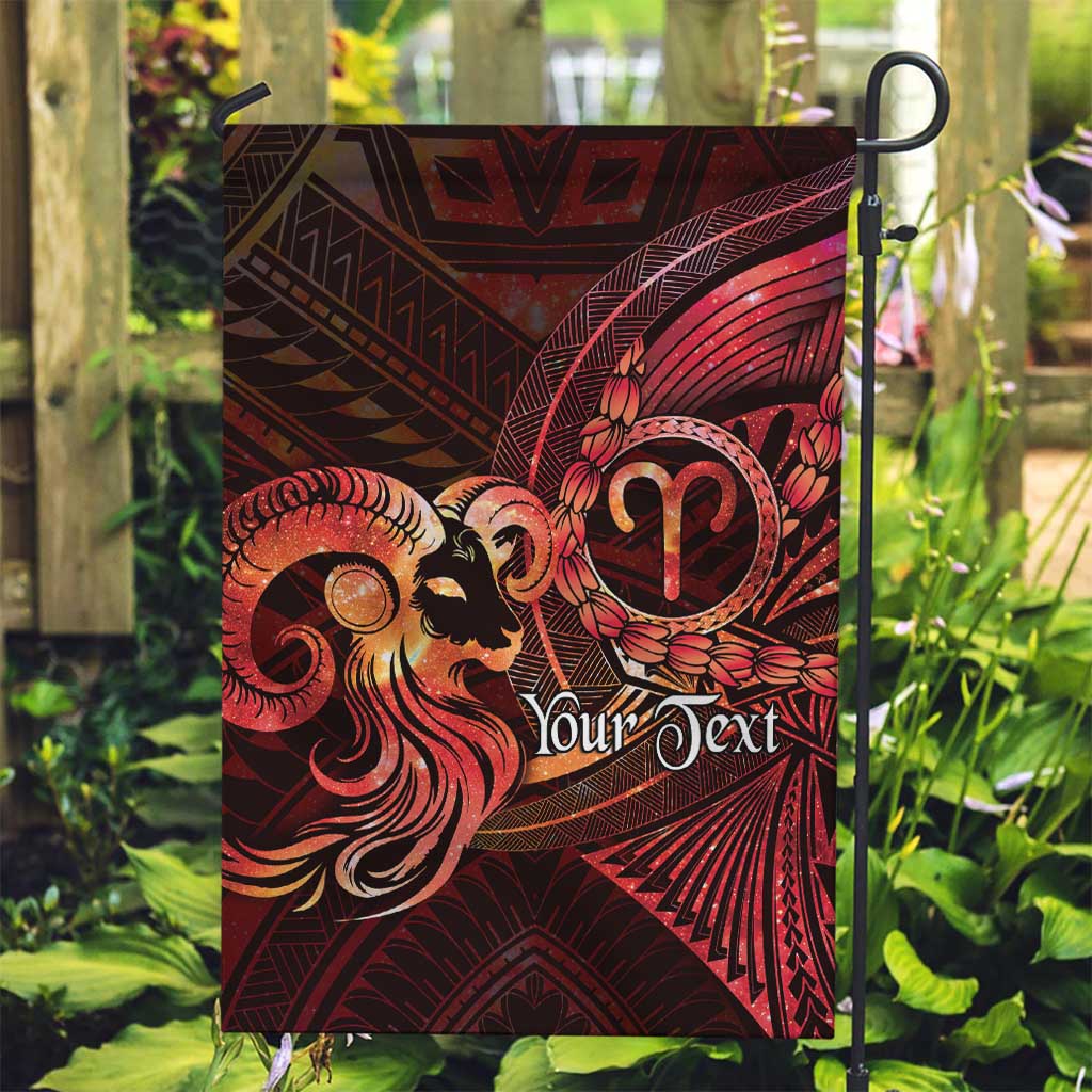 Personalised Polynesia Zodiac Aries Garden Flag Galaxy Polynesian Pattern Chest Tattoo Style LT14 Garden Flag Red - Polynesian Pride