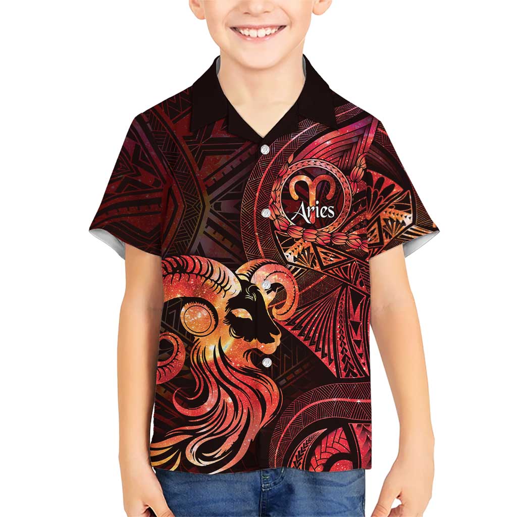 Personalised Polynesia Zodiac Aries Hawaiian Shirt Galaxy Polynesian Pattern Chest Tattoo Style LT14 - Polynesian Pride