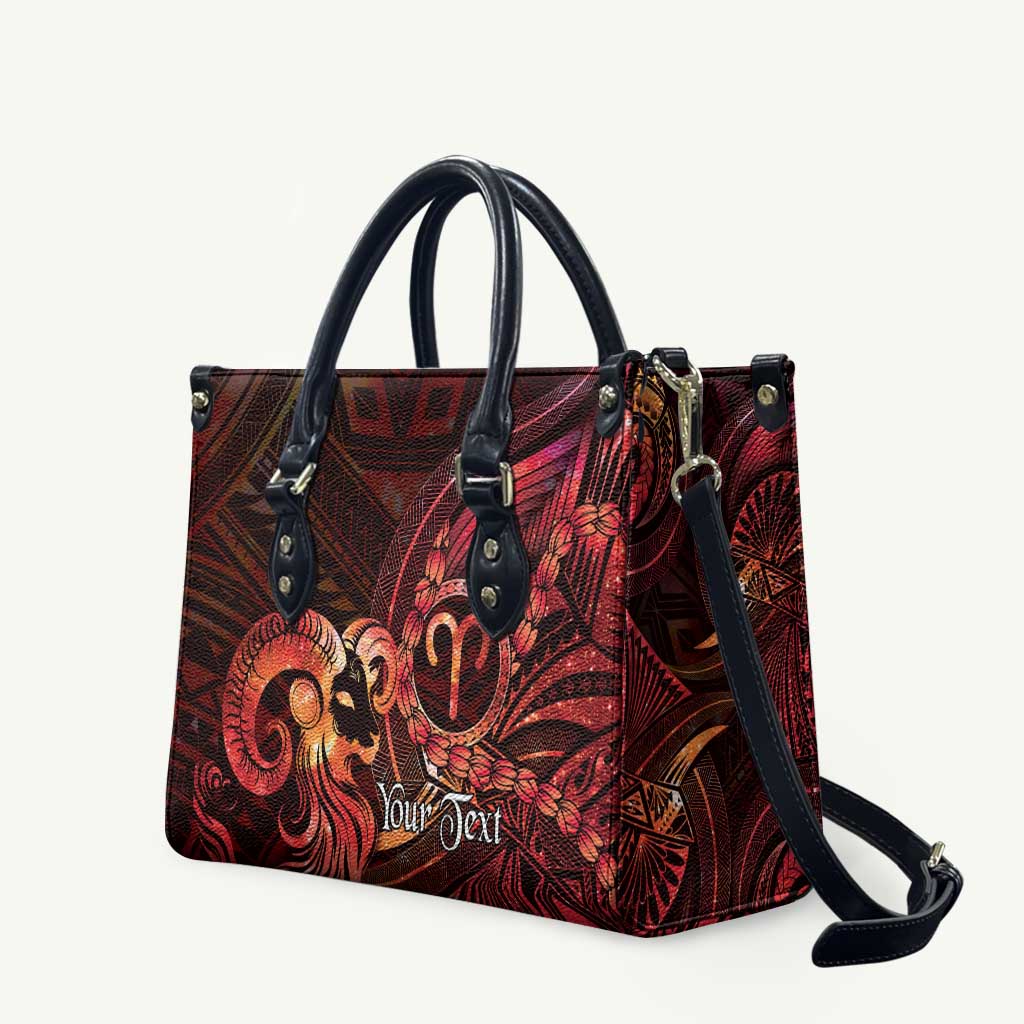 Personalised Polynesia Zodiac Aries Leather Bag Galaxy Polynesian Pattern Chest Tattoo Style LT14 Red - Polynesian Pride