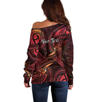 Personalised Polynesia Zodiac Aries Off Shoulder Sweater Galaxy Polynesian Pattern Chest Tattoo Style LT14 - Polynesian Pride