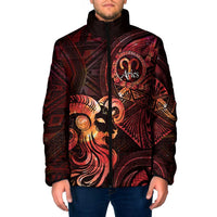 Personalised Polynesia Zodiac Aries Padded Jacket Galaxy Polynesian Pattern Chest Tattoo Style LT14 Men Red - Polynesian Pride