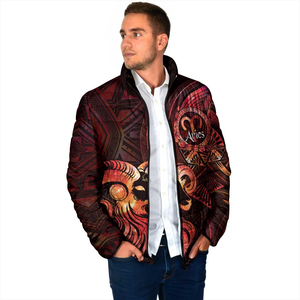 Personalised Polynesia Zodiac Aries Padded Jacket Galaxy Polynesian Pattern Chest Tattoo Style LT14 - Polynesian Pride