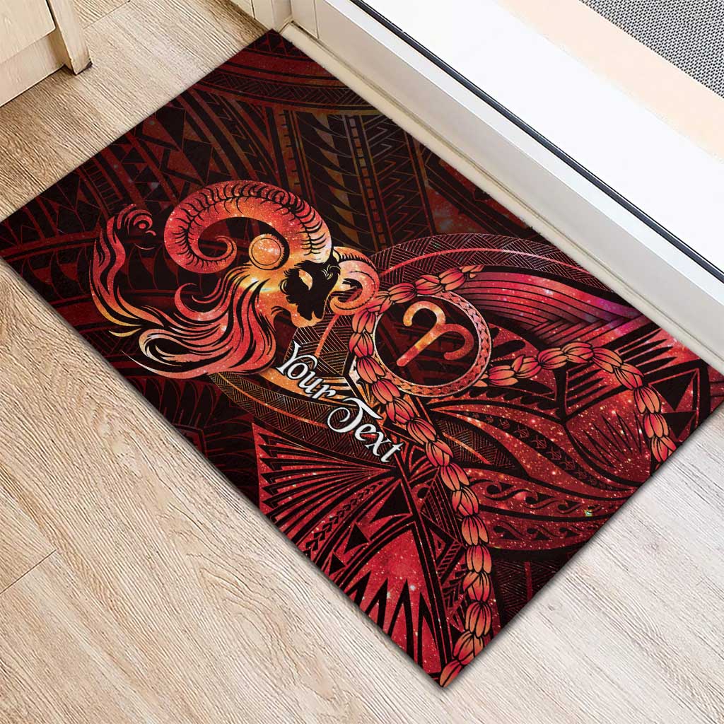 Personalised Polynesia Zodiac Aries Rubber Doormat Galaxy Polynesian Pattern Chest Tattoo Style LT14 - Polynesian Pride