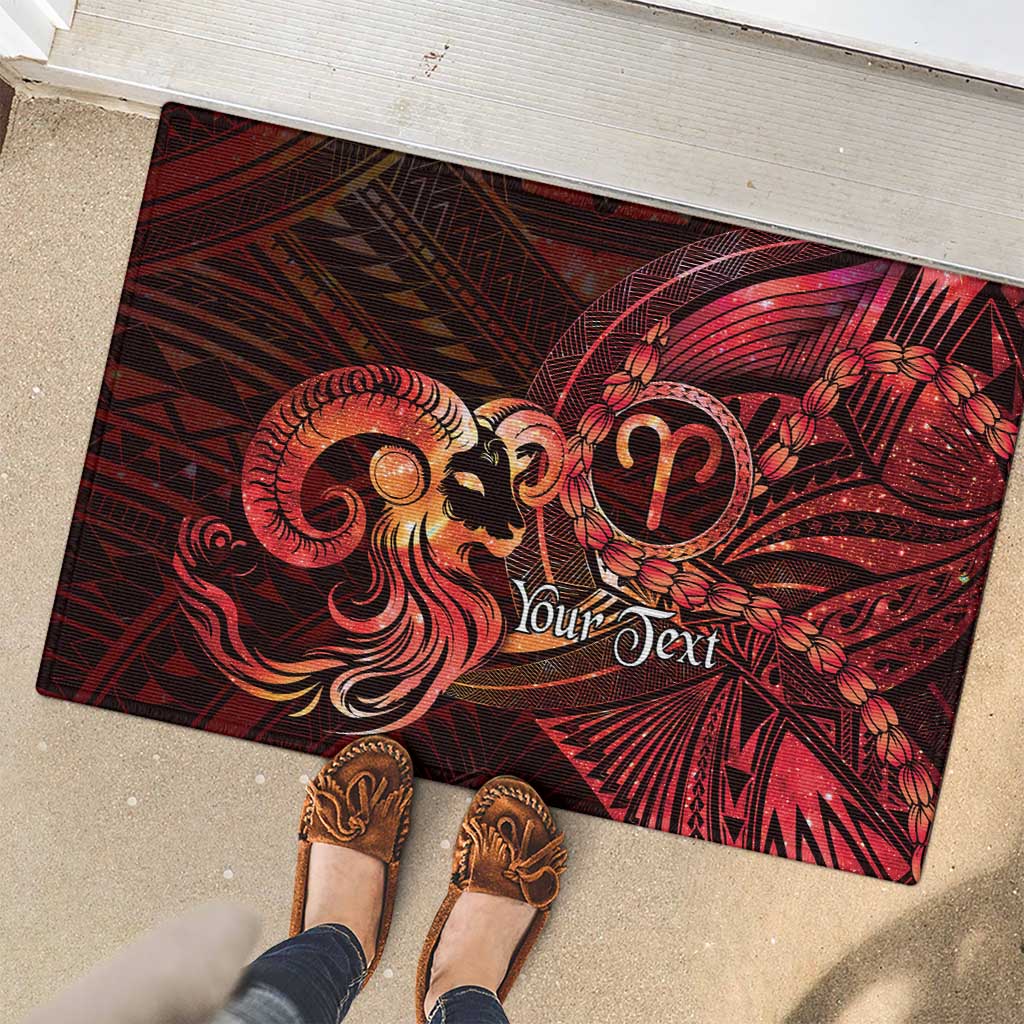 Personalised Polynesia Zodiac Aries Rubber Doormat Galaxy Polynesian Pattern Chest Tattoo Style LT14 - Polynesian Pride