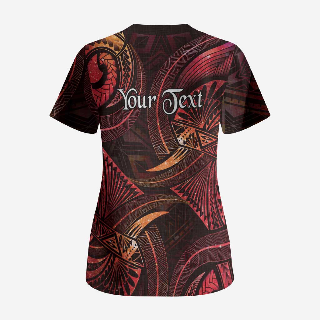 Personalised Polynesia Zodiac Aries Scrub Top Galaxy Polynesian Pattern Chest Tattoo Style LT14 - Polynesian Pride