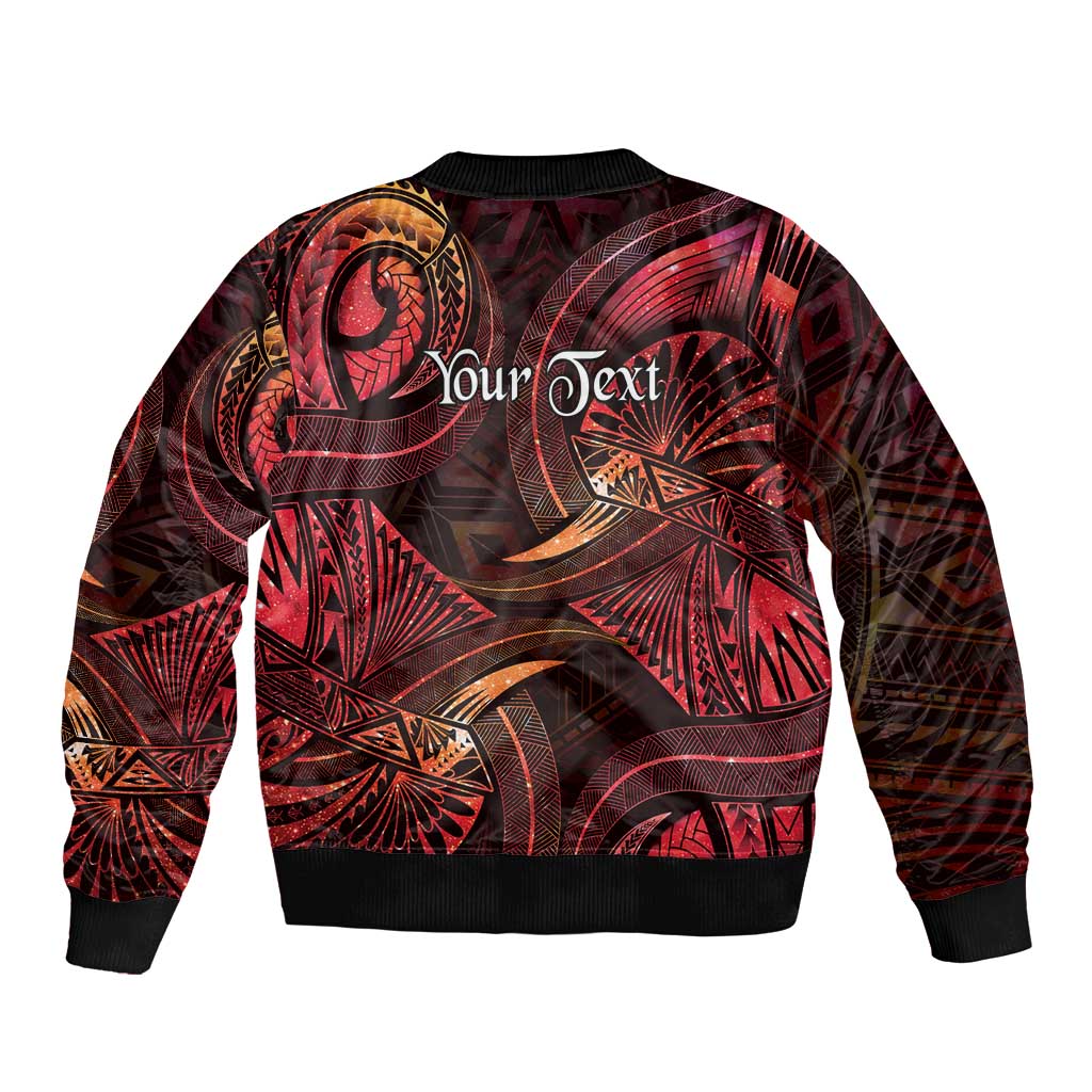 Personalised Polynesia Zodiac Aries Sleeve Zip Bomber Jacket Galaxy Polynesian Pattern Chest Tattoo Style LT14 - Polynesian Pride