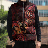 Personalised Polynesia Zodiac Aries Sleeveless Puffer Jacket Galaxy Polynesian Pattern Chest Tattoo Style LT14 - Polynesian Pride