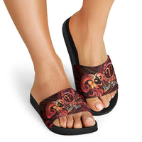 Personalised Polynesia Zodiac Aries Slide Sandals Galaxy Polynesian Pattern Chest Tattoo Style LT14 - Polynesian Pride