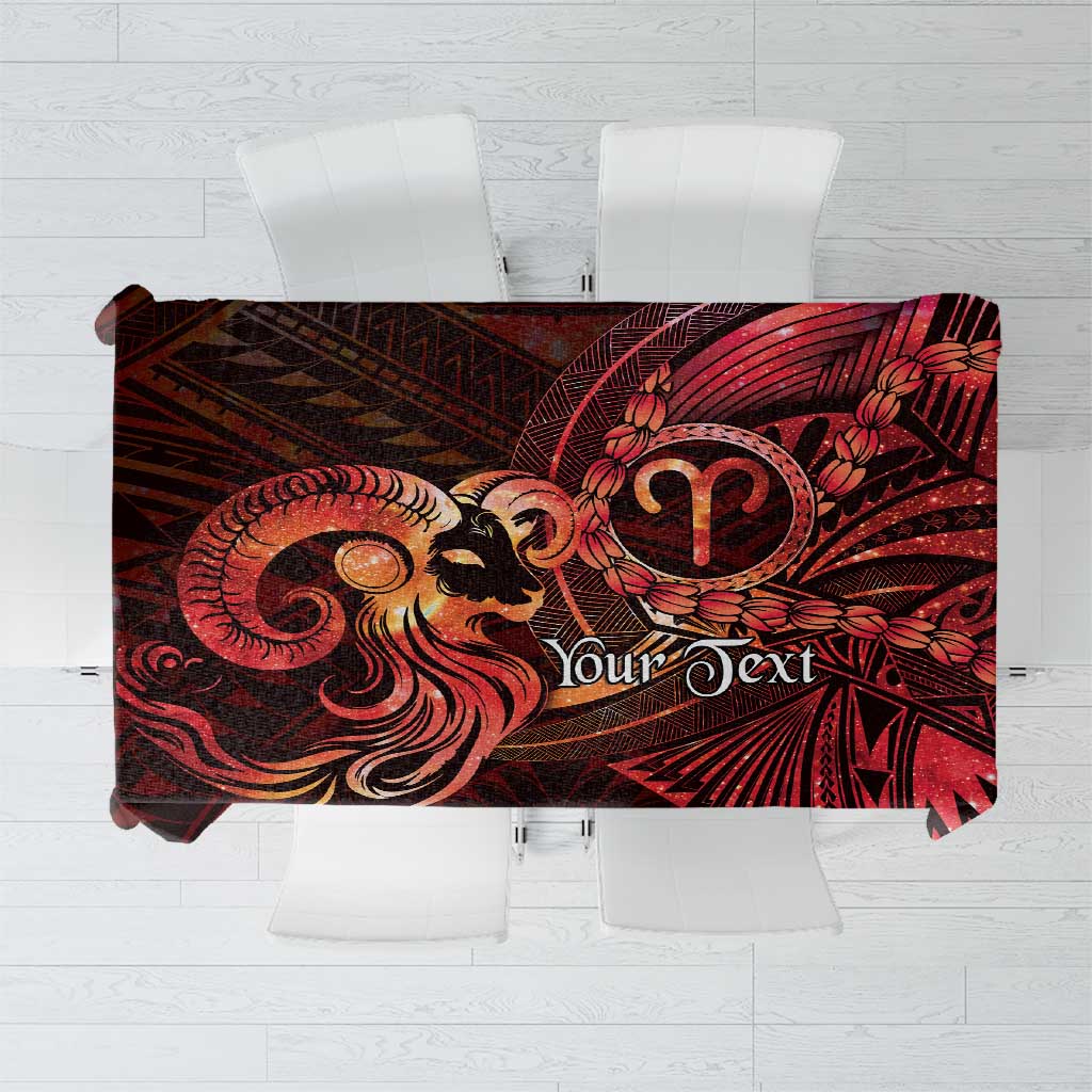 Personalised Polynesia Zodiac Aries Tablecloth Galaxy Polynesian Pattern Chest Tattoo Style LT14 Red - Polynesian Pride