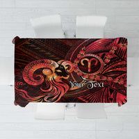 Personalised Polynesia Zodiac Aries Tablecloth Galaxy Polynesian Pattern Chest Tattoo Style LT14 Red - Polynesian Pride