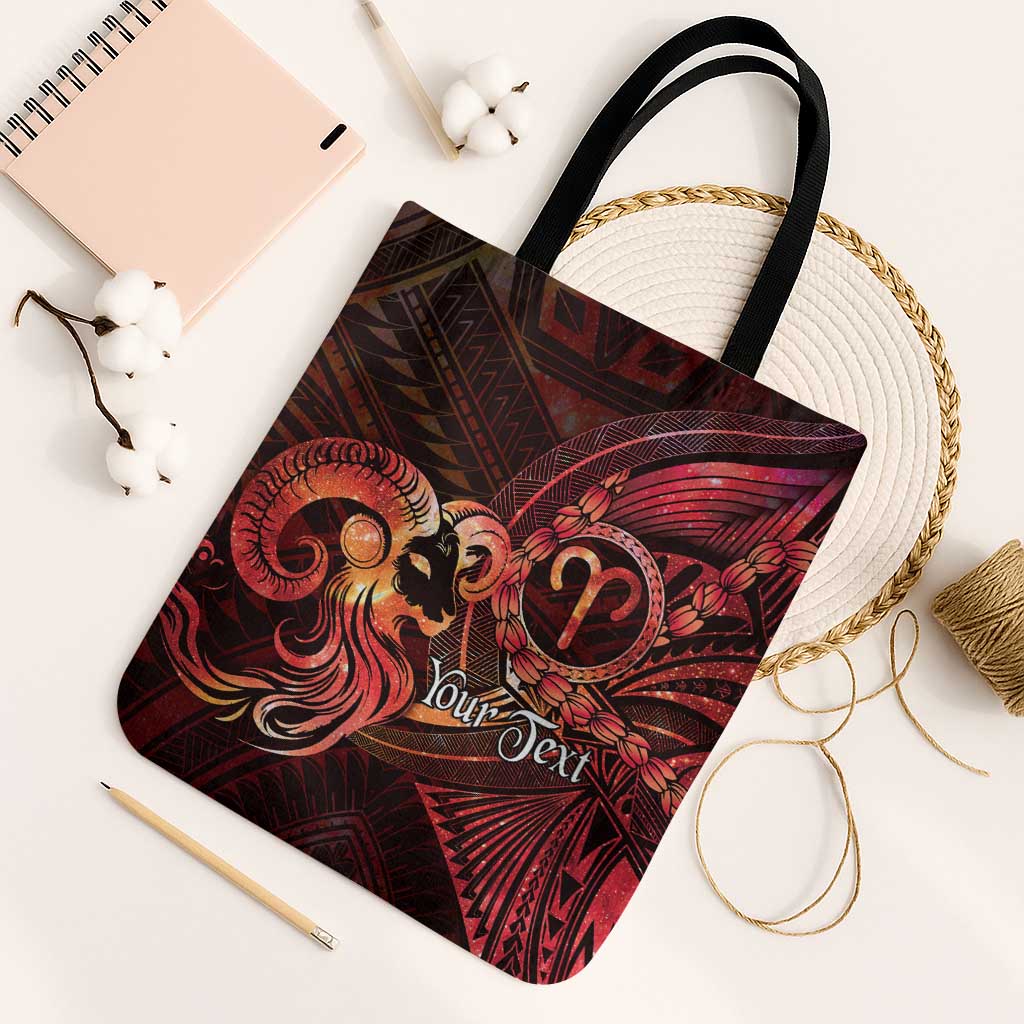 Personalised Polynesia Zodiac Aries Tote Bag Galaxy Polynesian Pattern Chest Tattoo Style LT14 Black Strap One Size Red - Polynesian Pride