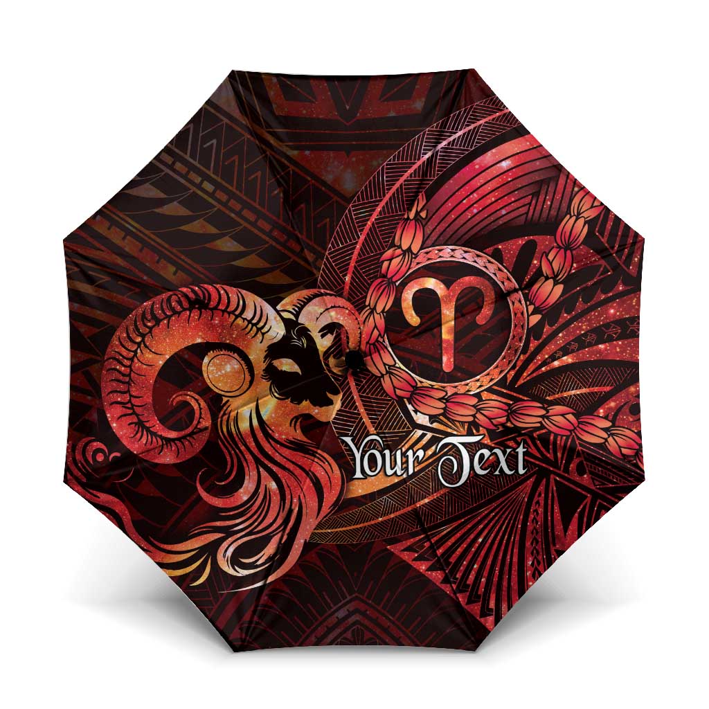 Personalised Polynesia Zodiac Aries Umbrella Galaxy Polynesian Pattern Chest Tattoo Style LT14 One Size Folded 11.42 inch Opened Diameter 37.4 inch Red - Polynesian Pride