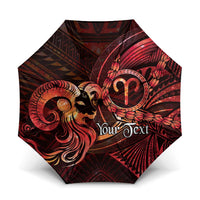 Personalised Polynesia Zodiac Aries Umbrella Galaxy Polynesian Pattern Chest Tattoo Style LT14 One Size Folded 11.42 inch Opened Diameter 37.4 inch Red - Polynesian Pride