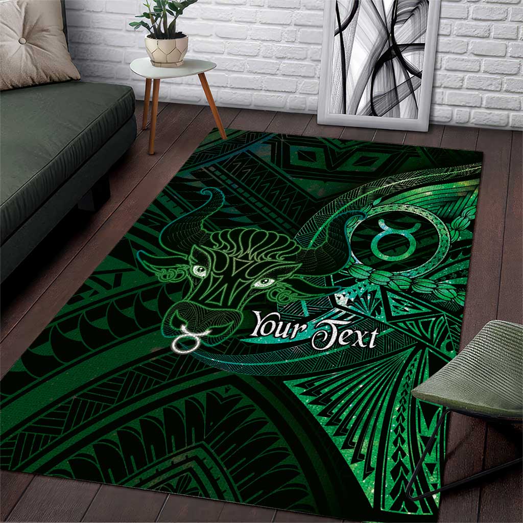 Personalised Polynesia Zodiac Taurus Area Rug Galaxy Polynesian Pattern Chest Tattoo Style LT14 Green - Polynesian Pride