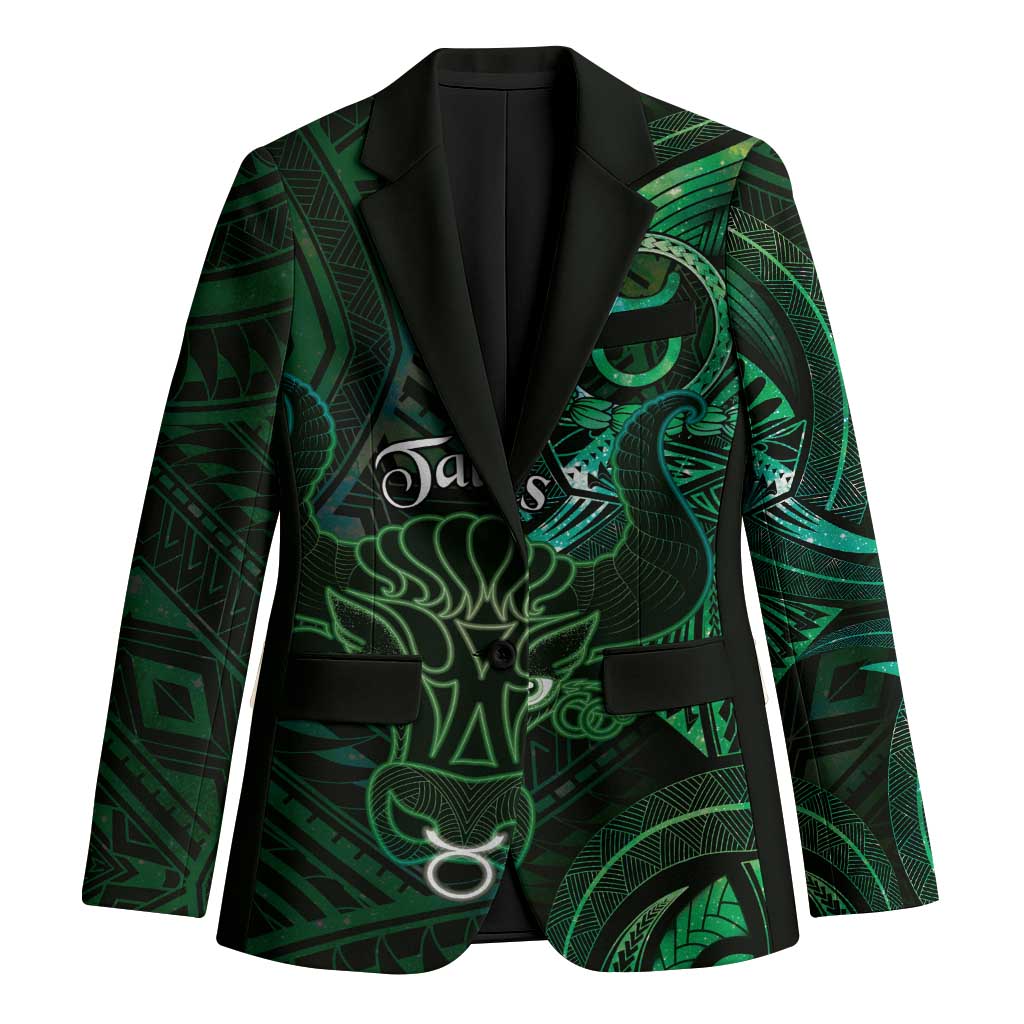 Personalised Polynesia Zodiac Taurus Blazer Galaxy Polynesian Pattern Chest Tattoo Style LT14 Unisex Green - Polynesian Pride