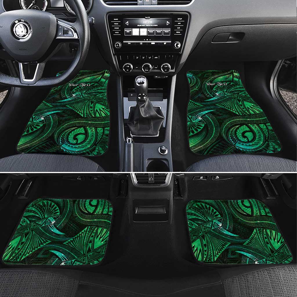 Personalised Polynesia Zodiac Taurus Car Mats Galaxy Polynesian Pattern Chest Tattoo Style LT14 Set 4pcs Green - Polynesian Pride
