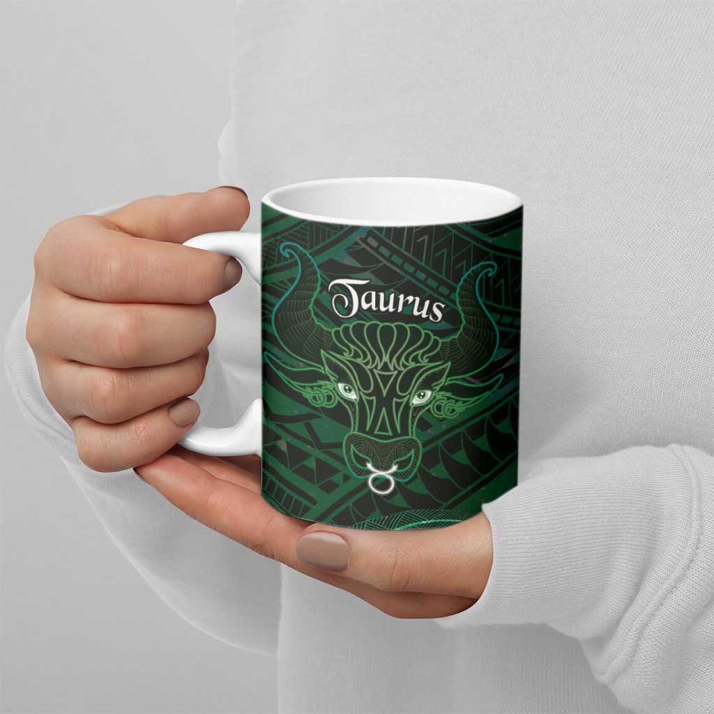 Personalised Polynesia Zodiac Taurus Ceramic Mug Galaxy Polynesian Pattern Chest Tattoo Style LT14 - Polynesian Pride