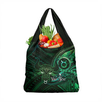 Personalised Polynesia Zodiac Taurus Grocery Bag Galaxy Polynesian Pattern Chest Tattoo Style LT14 1-pack One Size Green - Polynesian Pride