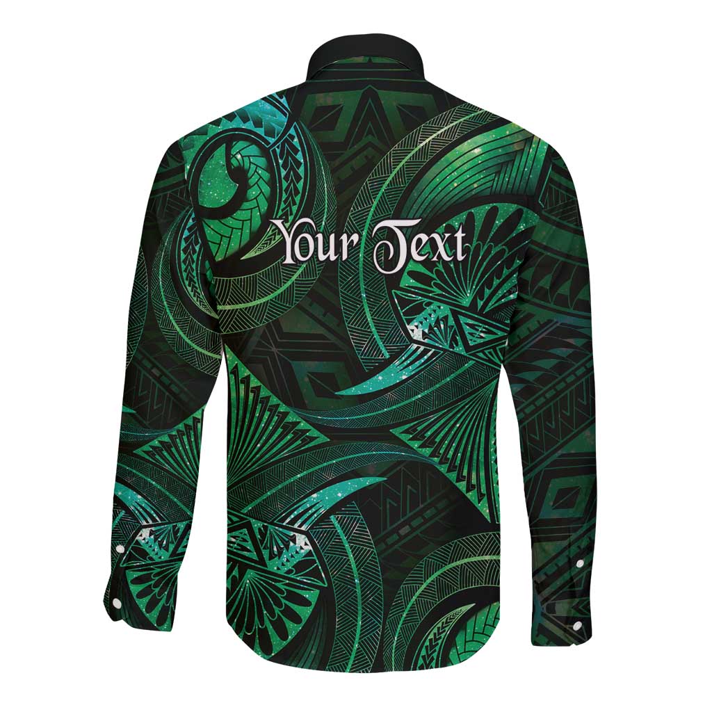 Personalised Polynesia Zodiac Taurus Long Sleeve Button Shirt Galaxy Polynesian Pattern Chest Tattoo Style LT14 - Polynesian Pride