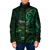Personalised Polynesia Zodiac Taurus Padded Jacket Galaxy Polynesian Pattern Chest Tattoo Style LT14 Men Green - Polynesian Pride
