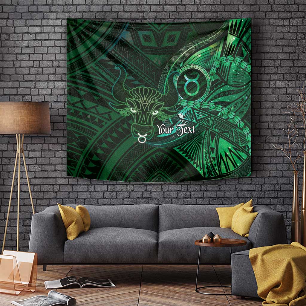 Personalised Polynesia Zodiac Taurus Tapestry Galaxy Polynesian Pattern Chest Tattoo Style LT14 Green - Polynesian Pride