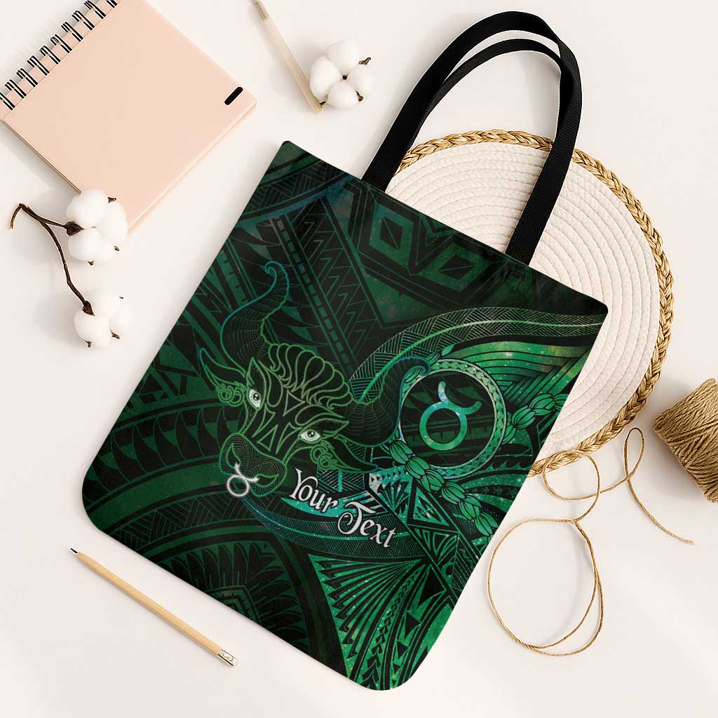 Personalised Polynesia Zodiac Taurus Tote Bag Galaxy Polynesian Pattern Chest Tattoo Style LT14 Black Strap One Size Green - Polynesian Pride