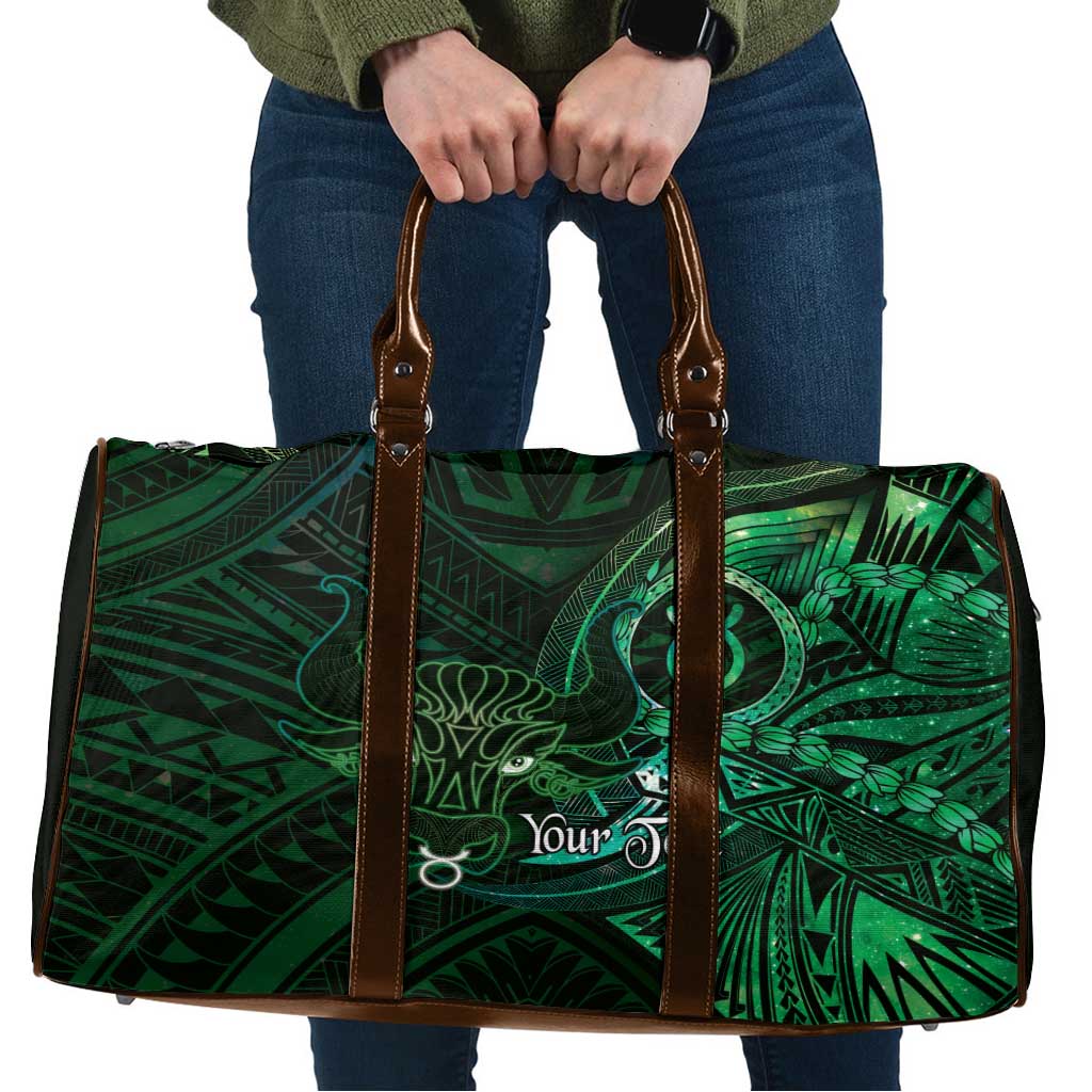 Personalised Polynesia Zodiac Taurus Travel Bag Galaxy Polynesian Pattern Chest Tattoo Style LT14 Green - Polynesian Pride