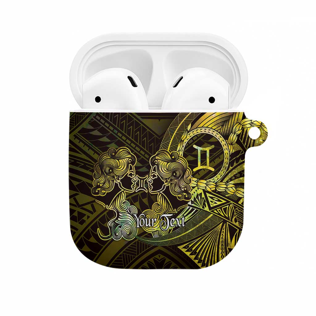 Personalised Polynesia Zodiac Gemini AirPods Case Galaxy Polynesian Pattern Chest Tattoo Style LT14 Yellow - Polynesian Pride