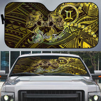 Personalised Polynesia Zodiac Gemini Auto Sun Shade Galaxy Polynesian Pattern Chest Tattoo Style LT14 Yellow - Polynesian Pride