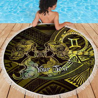 Personalised Polynesia Zodiac Gemini Beach Blanket Galaxy Polynesian Pattern Chest Tattoo Style LT14 - Polynesian Pride