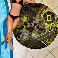 Personalised Polynesia Zodiac Gemini Beach Blanket Galaxy Polynesian Pattern Chest Tattoo Style LT14 - Polynesian Pride