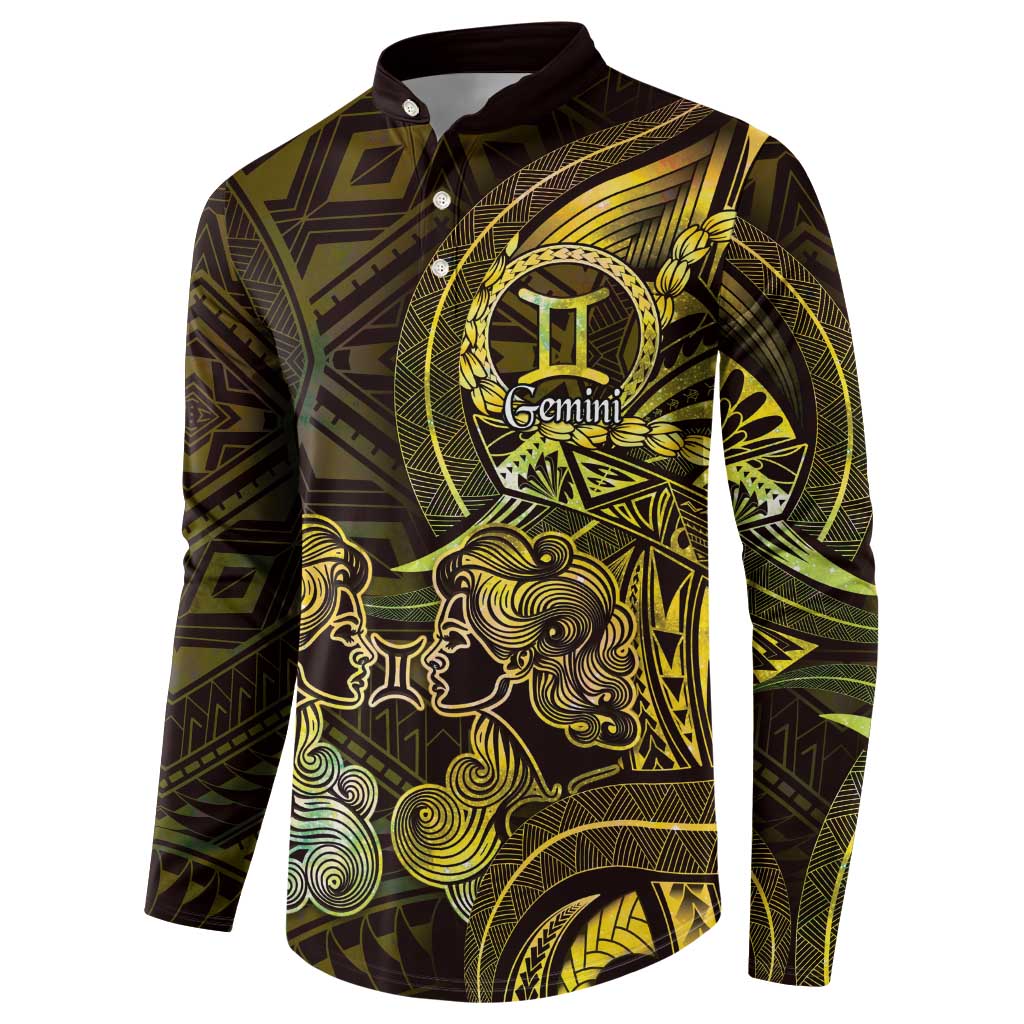 Personalised Polynesia Zodiac Gemini Button Sweatshirt Galaxy Polynesian Pattern Chest Tattoo Style LT14 - Polynesian Pride