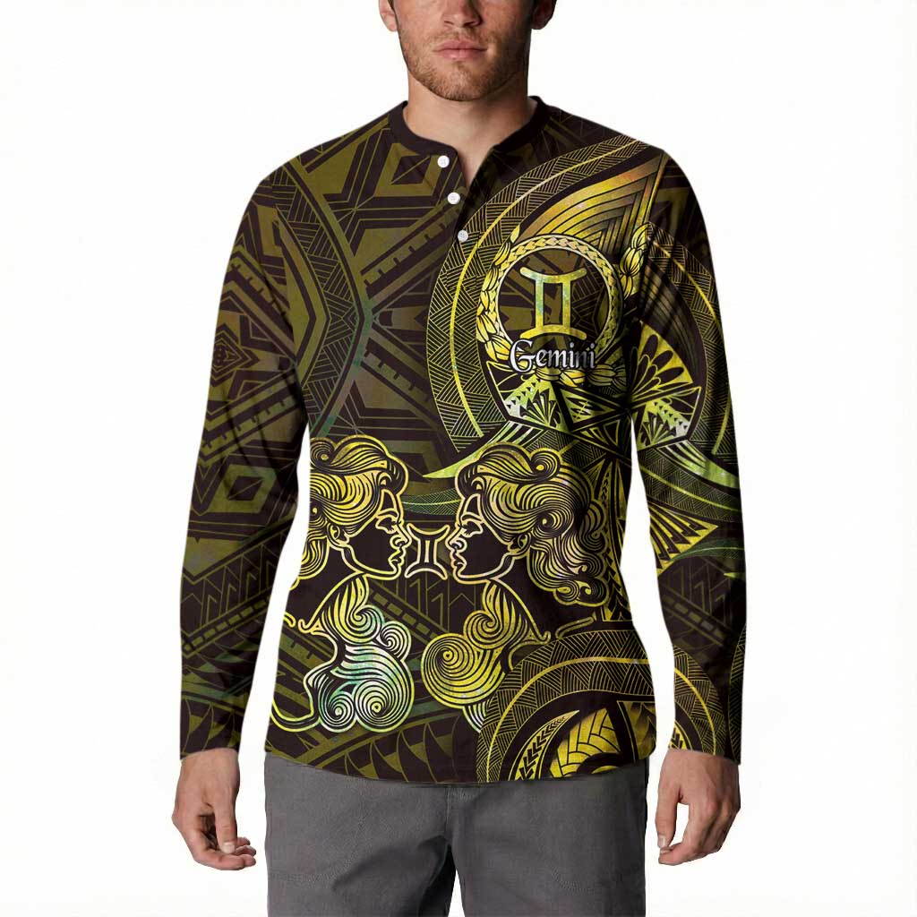 Personalised Polynesia Zodiac Gemini Button Sweatshirt Galaxy Polynesian Pattern Chest Tattoo Style LT14 - Polynesian Pride