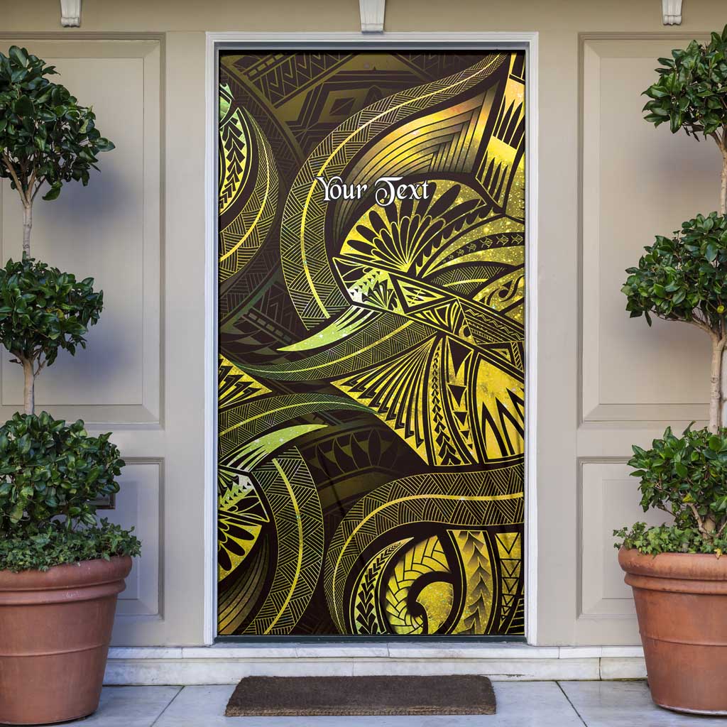 Personalised Polynesia Zodiac Gemini Door Cover Galaxy Polynesian Pattern Chest Tattoo Style LT14 Yellow - Polynesian Pride