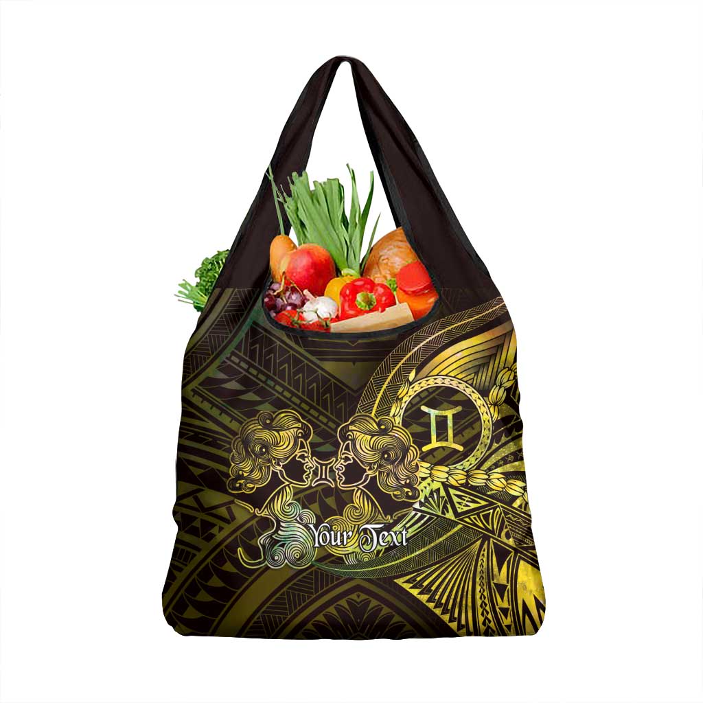 Personalised Polynesia Zodiac Gemini Grocery Bag Galaxy Polynesian Pattern Chest Tattoo Style LT14 1-pack One Size Yellow - Polynesian Pride