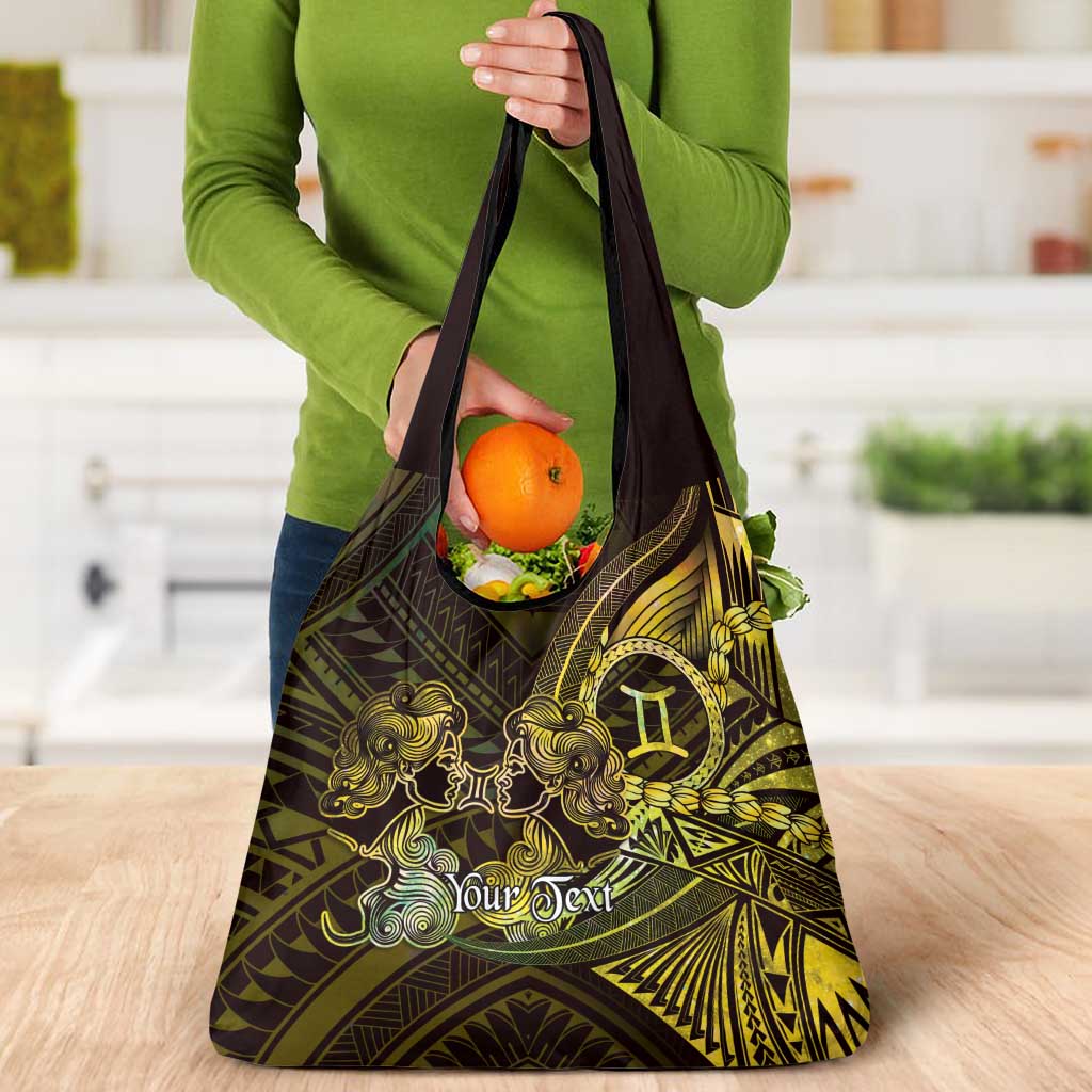 Personalised Polynesia Zodiac Gemini Grocery Bag Galaxy Polynesian Pattern Chest Tattoo Style LT14 - Polynesian Pride