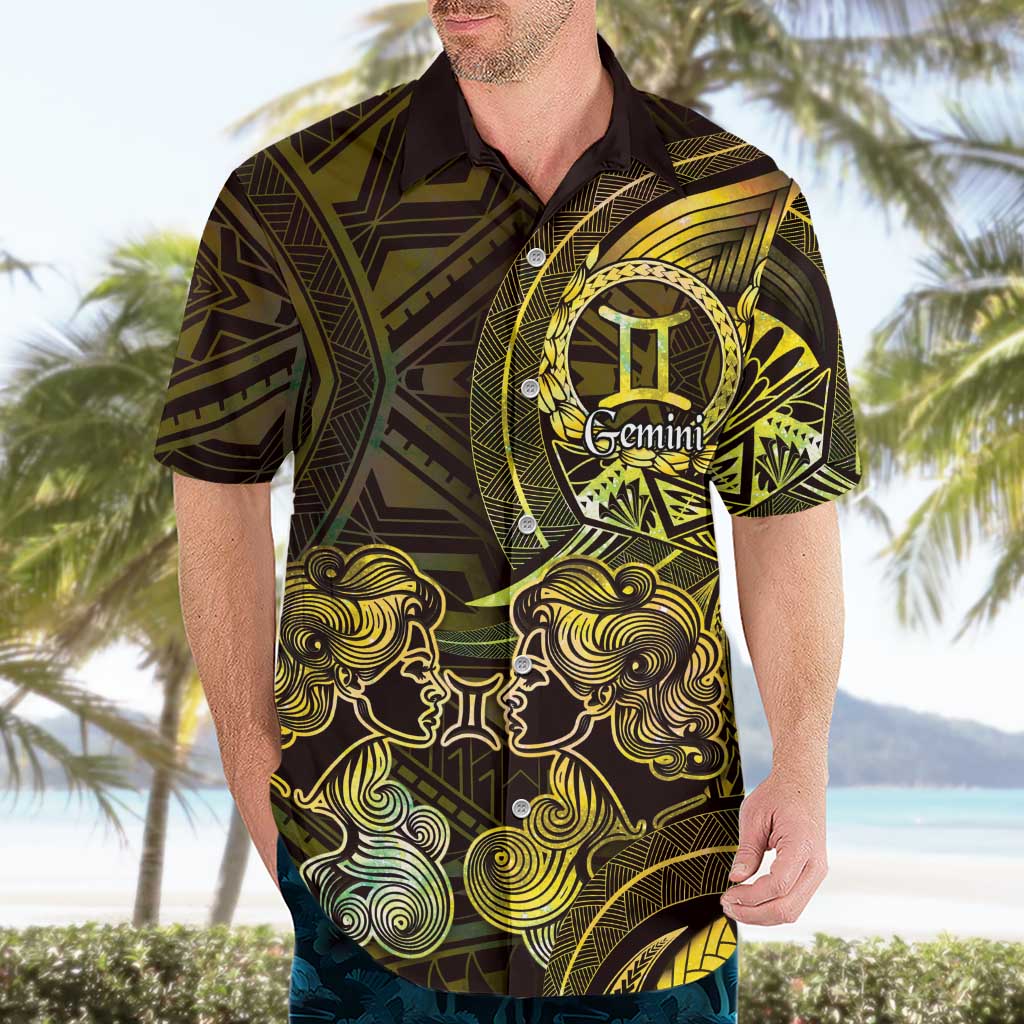 Personalised Polynesia Zodiac Gemini Hawaiian Shirt Galaxy Polynesian Pattern Chest Tattoo Style LT14 - Polynesian Pride