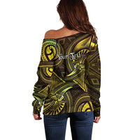 Personalised Polynesia Zodiac Gemini Off Shoulder Sweater Galaxy Polynesian Pattern Chest Tattoo Style LT14 - Polynesian Pride
