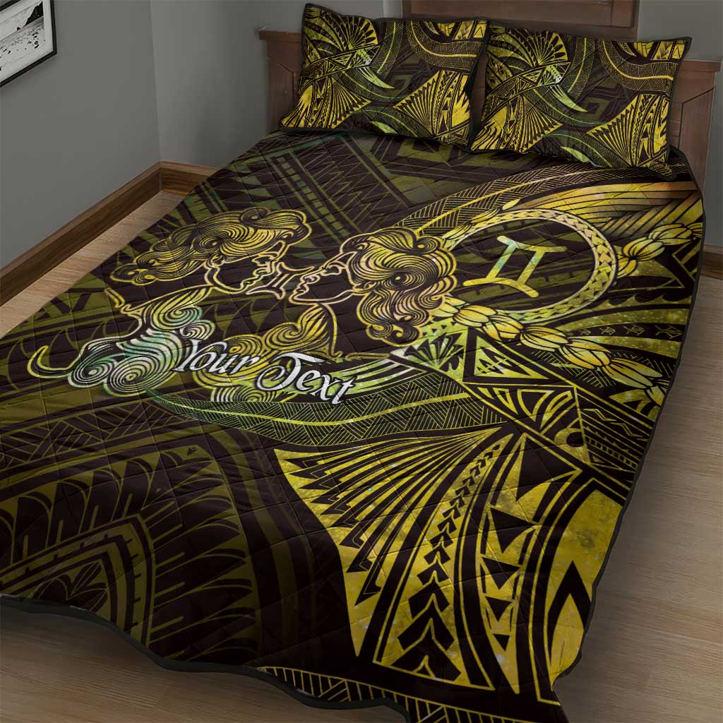 Personalised Polynesia Zodiac Gemini Quilt Bed Set Galaxy Polynesian Pattern Chest Tattoo Style LT14 - Polynesian Pride