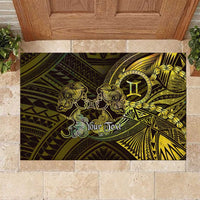 Personalised Polynesia Zodiac Gemini Rubber Doormat Galaxy Polynesian Pattern Chest Tattoo Style LT14 Yellow - Polynesian Pride