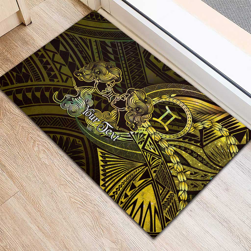 Personalised Polynesia Zodiac Gemini Rubber Doormat Galaxy Polynesian Pattern Chest Tattoo Style LT14 - Polynesian Pride