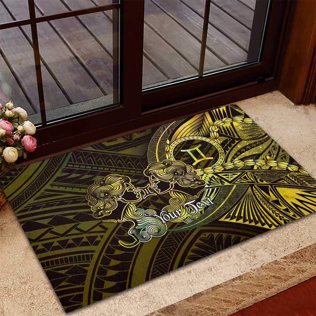 Personalised Polynesia Zodiac Gemini Rubber Doormat Galaxy Polynesian Pattern Chest Tattoo Style LT14 - Polynesian Pride