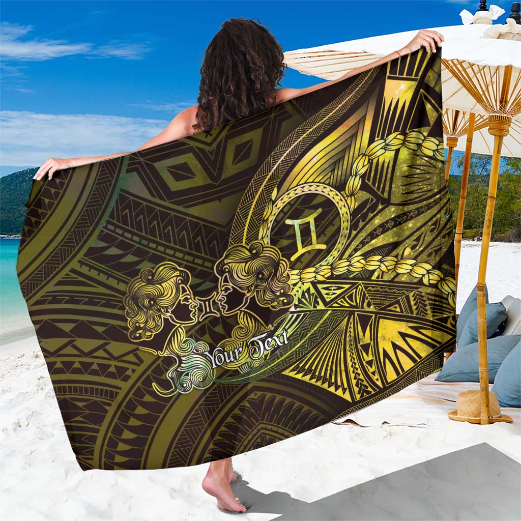 Personalised Polynesia Zodiac Gemini Sarong Galaxy Polynesian Pattern Chest Tattoo Style LT14 One Size 44 x 66 inches Yellow - Polynesian Pride