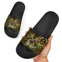 Personalised Polynesia Zodiac Gemini Slide Sandals Galaxy Polynesian Pattern Chest Tattoo Style LT14 - Polynesian Pride
