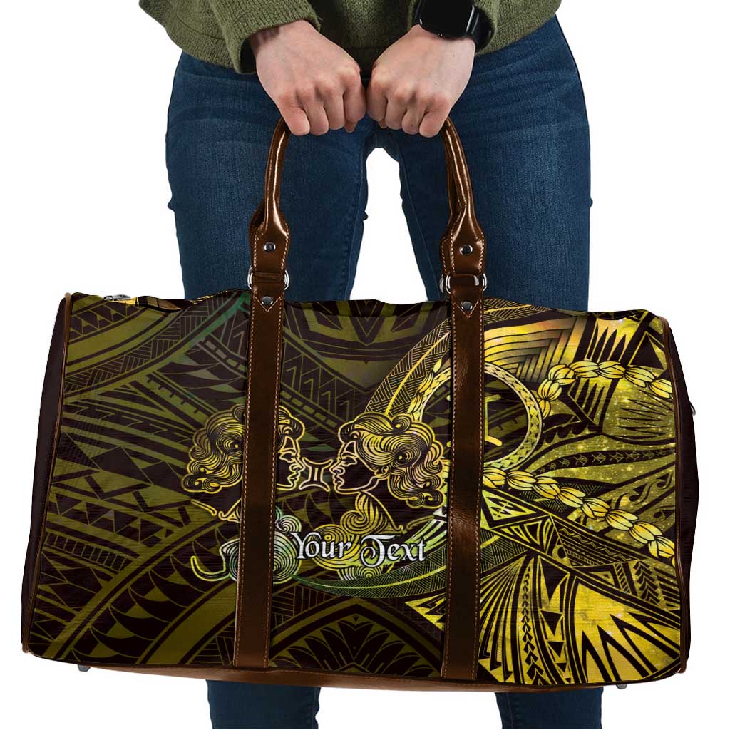 Personalised Polynesia Zodiac Gemini Travel Bag Galaxy Polynesian Pattern Chest Tattoo Style LT14 Yellow - Polynesian Pride