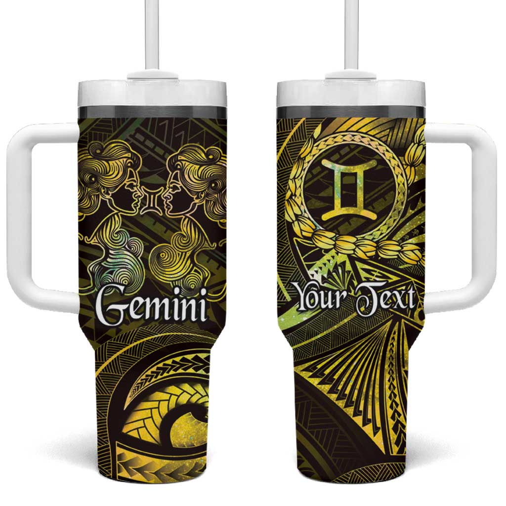 Personalised Polynesia Zodiac Gemini Tumbler With Handle Galaxy Polynesian Pattern Chest Tattoo Style LT14 One Size: 40 oz Yellow - Polynesian Pride