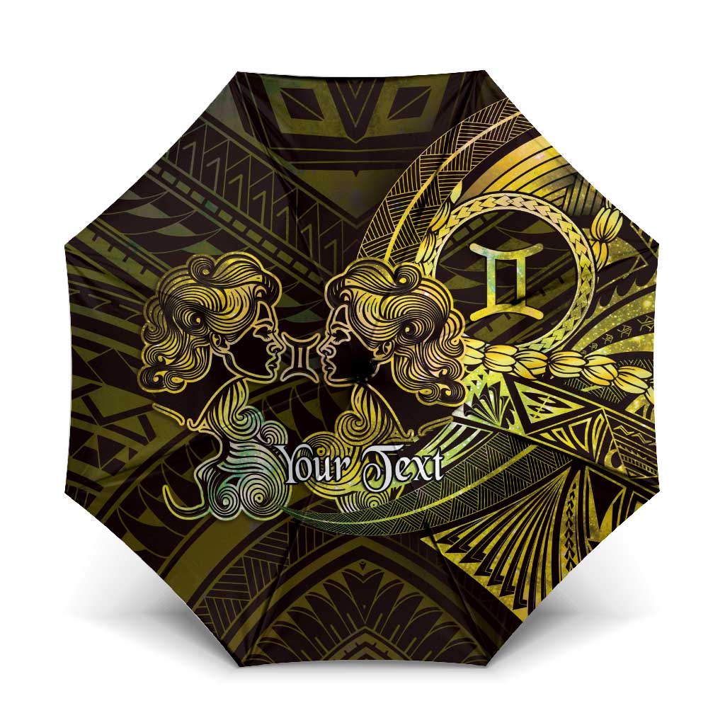 Personalised Polynesia Zodiac Gemini Umbrella Galaxy Polynesian Pattern Chest Tattoo Style LT14 One Size Folded 11.42 inch Opened Diameter 37.4 inch Yellow - Polynesian Pride