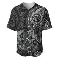 Personalised Polynesia Zodiac Cancer Baseball Jersey Galaxy Polynesian Pattern Chest Tattoo Style LT14 Black - Polynesian Pride